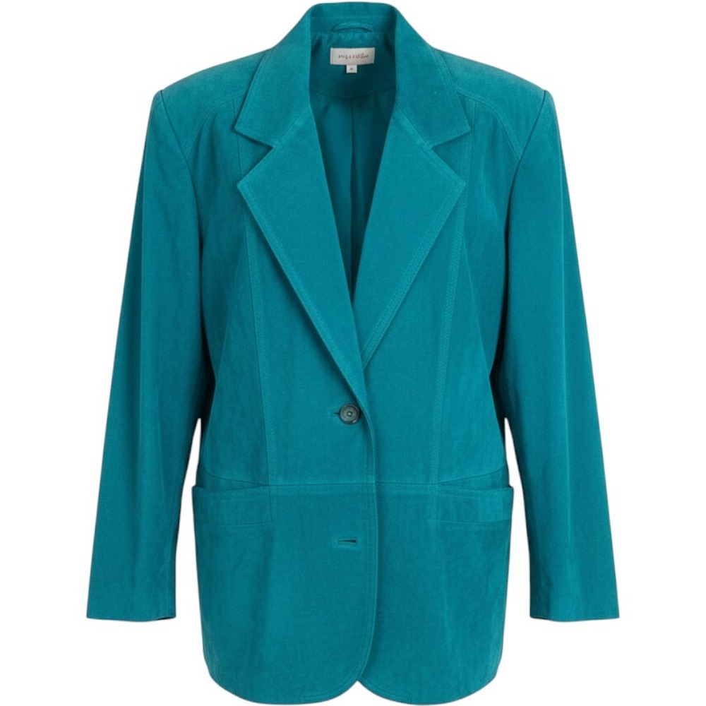 Vintage Diversity Teal Genuine Leather Blazer Jacket Medium 1987-1992 w/ Tag